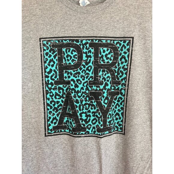 Delta Pro Weight M Crew Neck Graphic Pray Leopard Print Tee - Picture 2 of 4